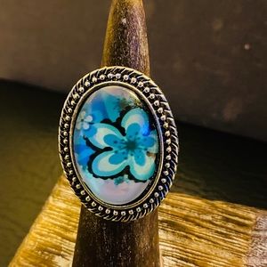 💗 Pretty Blue Floral Ring adjustable NEW